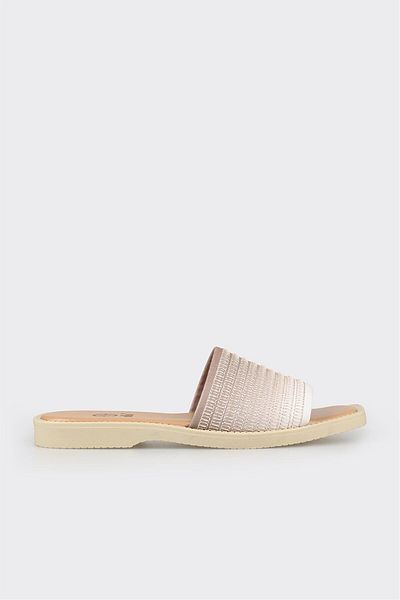 Elle Shoes Natural Leather Women's Flat Slippers