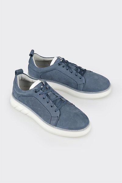 Elle Shoes Blue Leather Men's Sports Shoes