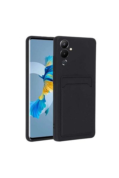 Fibaks حافظة Tecno Pova Neo 2 مع حماية للكاميرا ومحفظة للبطاقات ومفتاح أحمر وغطاء سيليكون أسود