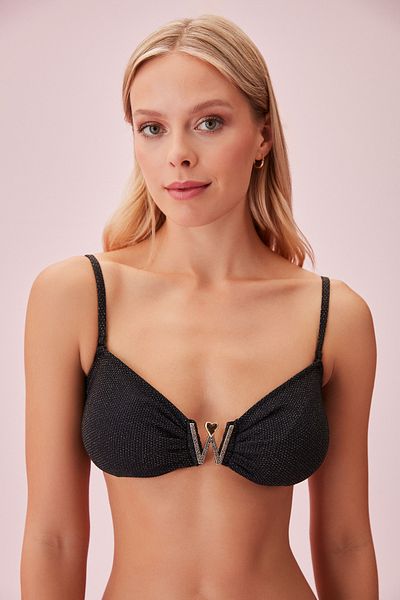 SUWEN Trägerloses Bikinioberteil mit Metall-Accessoires