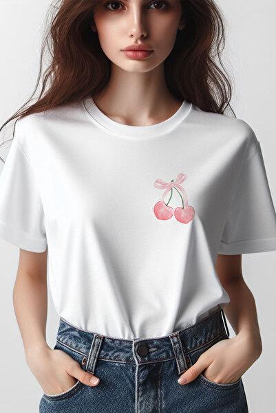 Vordevia Panglică cu imprimeu cireșe Cochetă cu panglică 2024 Fashion White O...