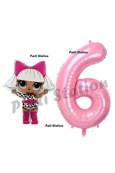 Parti Station Diva LOL 6 Year Old Baby Balloon and Pink Number Birthday Party Set