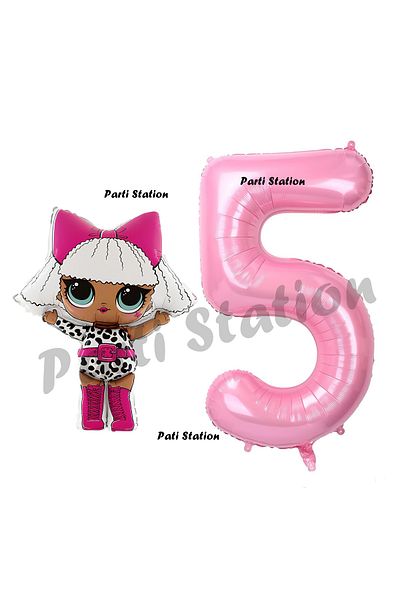 Parti Station Diva LOL 5 Year Old Baby Balloon and Pink Number Party Set