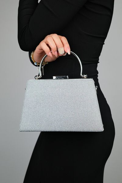 LuviShoes 4024 Silber Glitzer Abendtasche für Damen