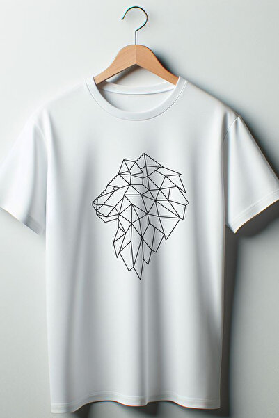 Vordevia Tricou alb oversize cu imprimeu cu leu