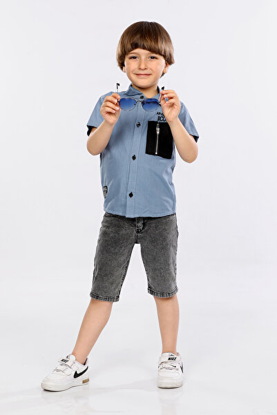 Hola Kids Двохкомпонентний комплект м'якої сорочки та джинсових капрі для хлопчиків Hlk5060165