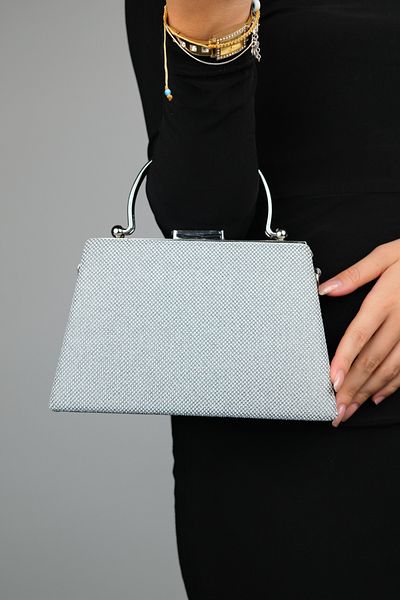 LuviShoes 4024 Silber Glitzer Abendtasche für Damen