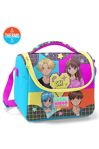 Coral High Kids Gray Blue Pink Anime Patterned Thermo Lunchbox 11737