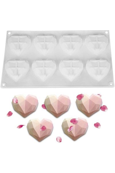 Siliko World Silicone Diamond Heart Mold 8 Pieces