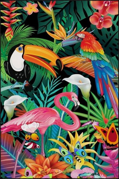 Rugs Modern Halı Forest Patterned Botanical Animal Patterned Woven Base Carpe...