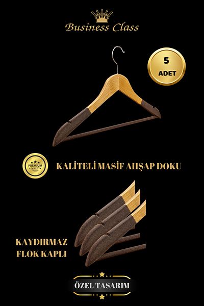 Manken İstanbul 5 части 44 см плътен кадифе - дървена закачалка за костюми и сака