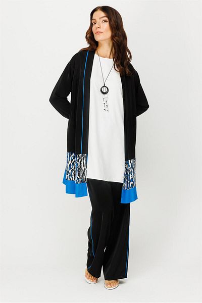 Esswaap Leopard Detailed Jacket Iççunik Pants Necklace Set Saks