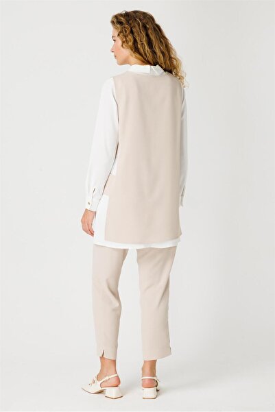 Esswaap Pencere Detaylı Süeter Tunik Pantolon Takım  Taş