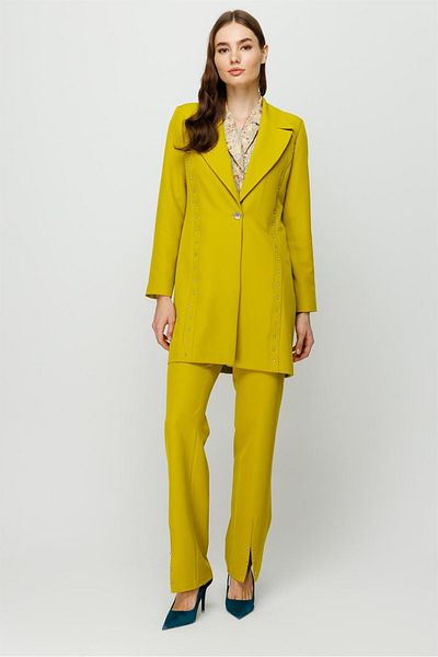 Esswaap Stone Embroidery Detailed Trousers Jacket Set Pistachio Green
