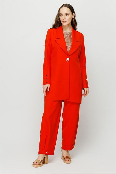 Esswaap Snap Detailed Oversize Jacket Trousers Set Orange