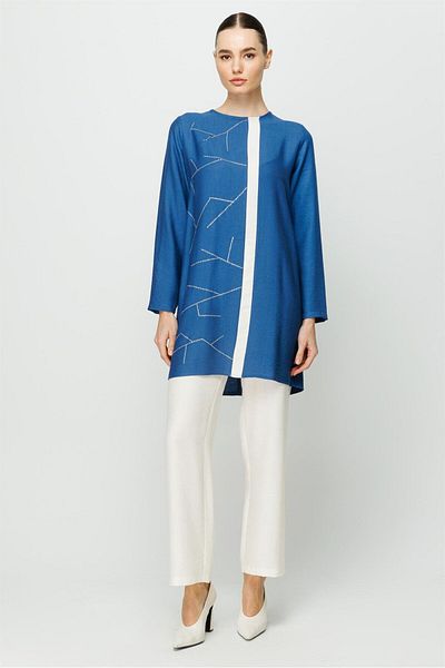 Esswaap Stone Glued Trousers Tunic Set Indigo