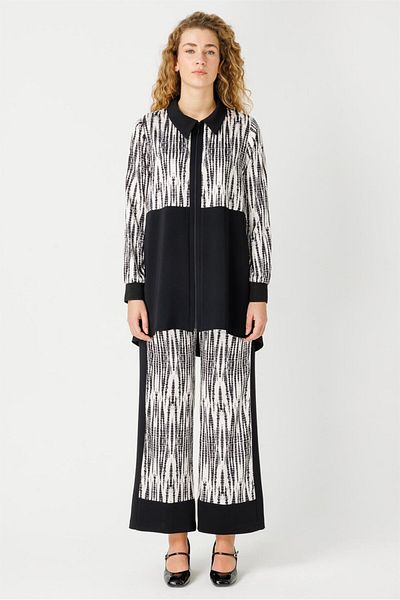 Esswaap Black Tunic and Trousers Set - Custom Pattern Printed and Zippered