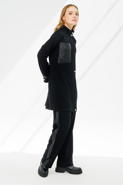 Esswaap Black Leather Detailed Trousers and Clothing Set