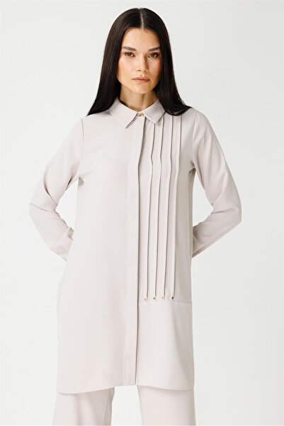 Esswaap Dikiş Detaylı Pantolonlu Takım  Taş