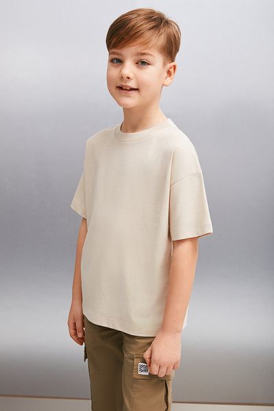 GRIMELANGE OCTAVE Men's Oversize Beige T-Shirt