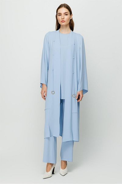 Esswaap Set de pantaloni, bluză, jachetă, detaliată, albastru