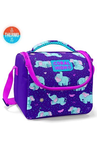 Coral High Kids Purple Pink Elephant Patterned Thermo Lunchbox 11824