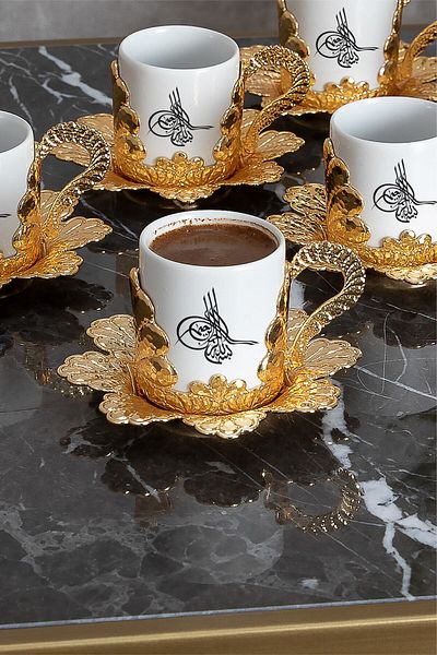 Sena Tuğra 6-Piece Turkish Coffee Cup Presentation Set