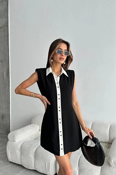 Eka Γυναικείο φόρεμα με μαύρα κουμπιά 0709-4050