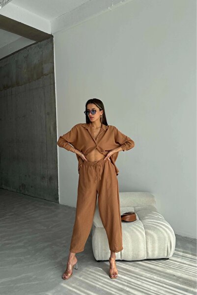 Eka Set cămașă de in bronz pentru femei 1018-0241