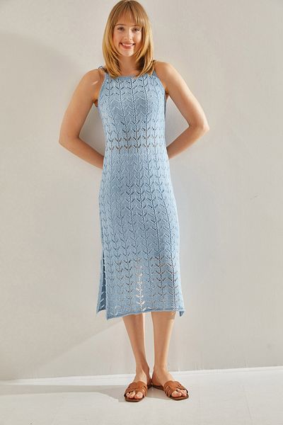 Bianco Lucci Rochie ajurata de dama - guler patrat, cu detalii cu fanta si captuseala, model nr: 20246112