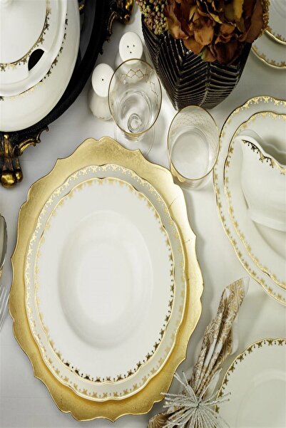 Kütahya Porselen Bone Olympos 62 Parça 9439 Desenli Yemek Takımı BNOLY62YT430...