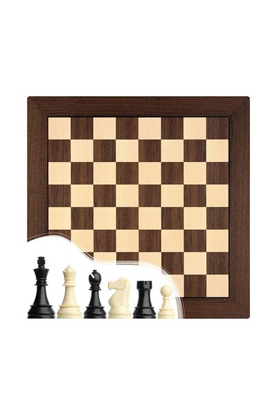 Yeni Satranç DGT 86mm Chess Pieces - Walnut Wood Chess Floor (44x44cm-UV Print)
