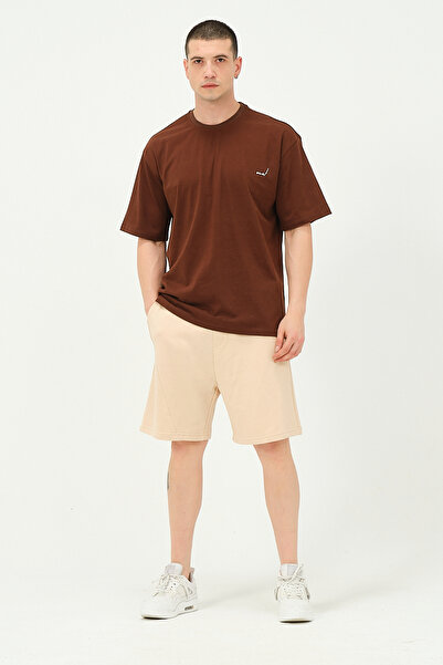 Owut Collection Ανδρικό μπλουζάκι σε καφέ πλάτη με λεπτομέρεια στάμπα