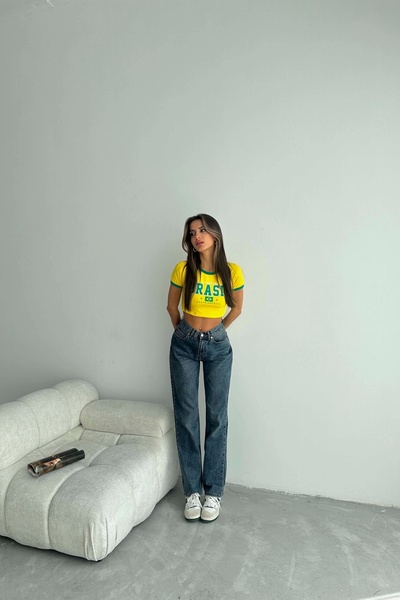 Eka Blugi de damă albastru închis cu talie înaltă 0999-24036