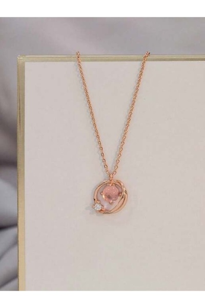 Shisa Jewel Rose Gold Evimli Pembe Gezegen Kolye. (81)