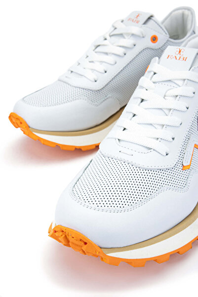 FABI Erkek Hakiki Deri Beyaz/Turuncu Sneakers & Spor Ayakkabı