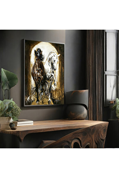 TrendCanvasArt Yağlıboya Görünümlü At Kanvas Tablo,  Dekoratif Hayvan Resmi