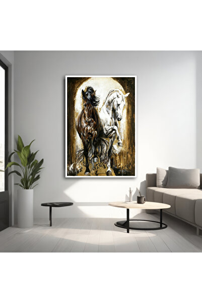 TrendCanvasArt Yağlıboya Görünümlü At Kanvas Tablo,  Dekoratif Hayvan Resmi