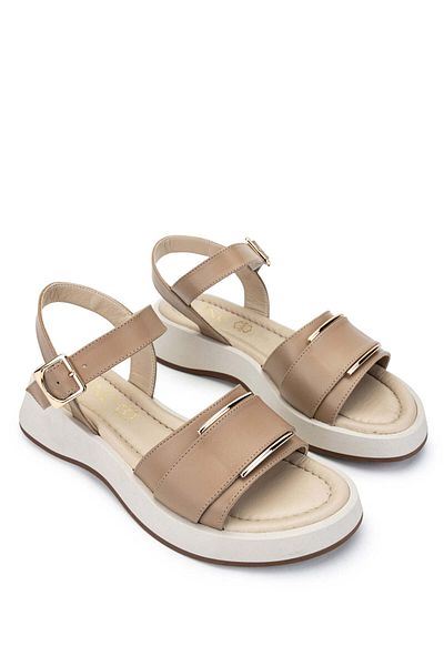Tamer Tanca Woman's Genuine Leather Mink Flat Sandal