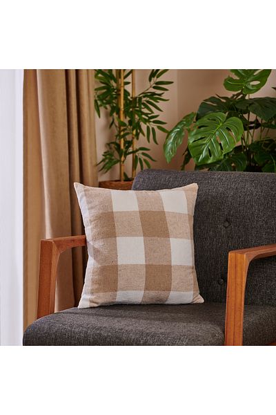 Nuvomon Plaid Patterned Throw Pillow - Beige - 40X40 cm