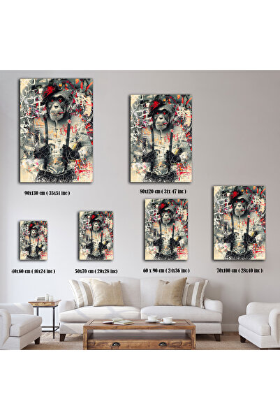 TrendCanvasArt Sigara İçen Maymun Kanvas Tablo, Dekoratif Asmaya Hazır Resim