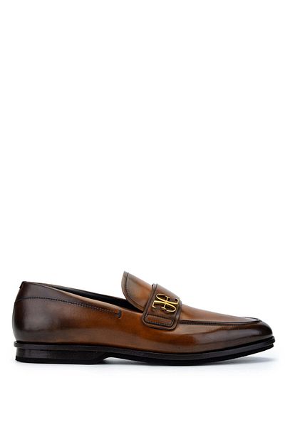 FABI Men's Tan Loafers - Genuine Leather Shoes
