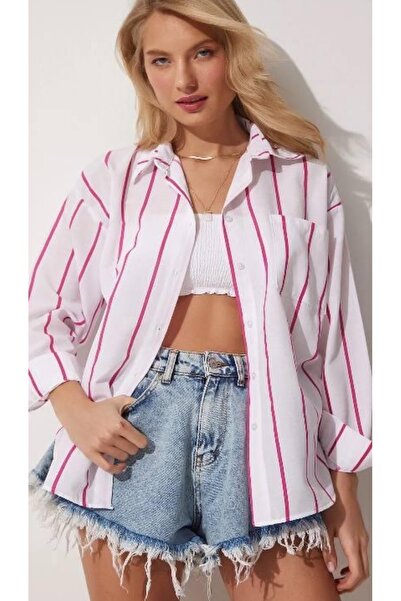 Ded COLLECTION Γυναικείο μακρυμάνικο πουκάμισο με ρίγες