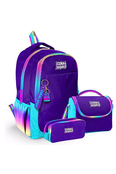 Coral High Model 23662 - Rucsac de școală violet cu fermoar curcubeu pentru copii