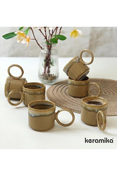 Keramika Stackable Çay Fincanı Halka Kulplu 8cm