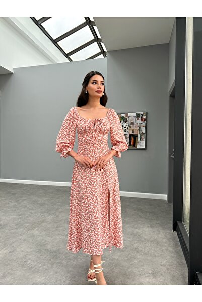 ESRAHELVACI فستان بفتحة زهرية صغيرة من البلاط