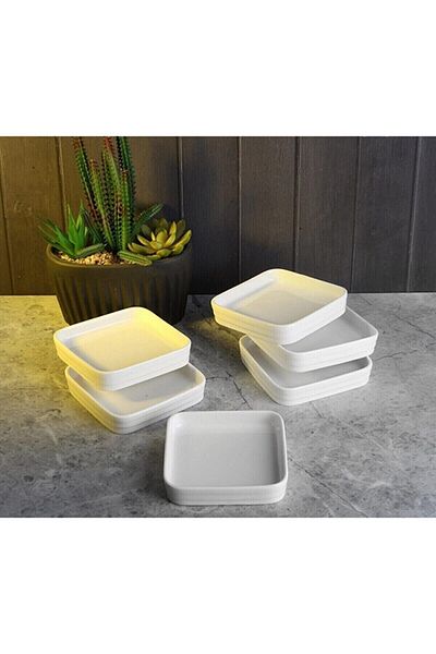 COOKCASE صحن عرض وخدمة مربع من السيراميك بطول 14 سم (6 قطع)
