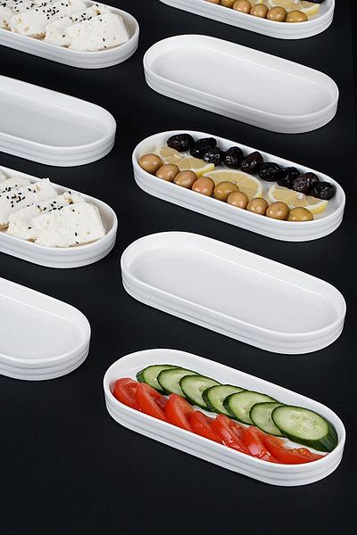 COOKCASE Ceramic Oval Plate Set of 3 19.5x8.5cm