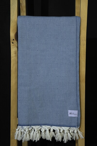 Blue Burgeon %100 Pamuk Kareli Balık Sırtı Peştemal