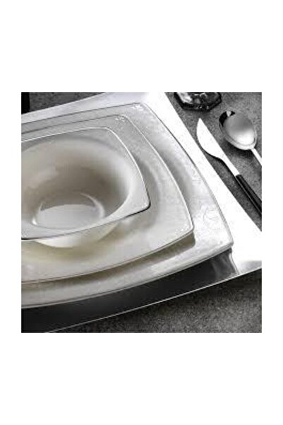 Kütahya Porselen Bone Mare 62 Parça 10748/ Platin Yemek Takımı